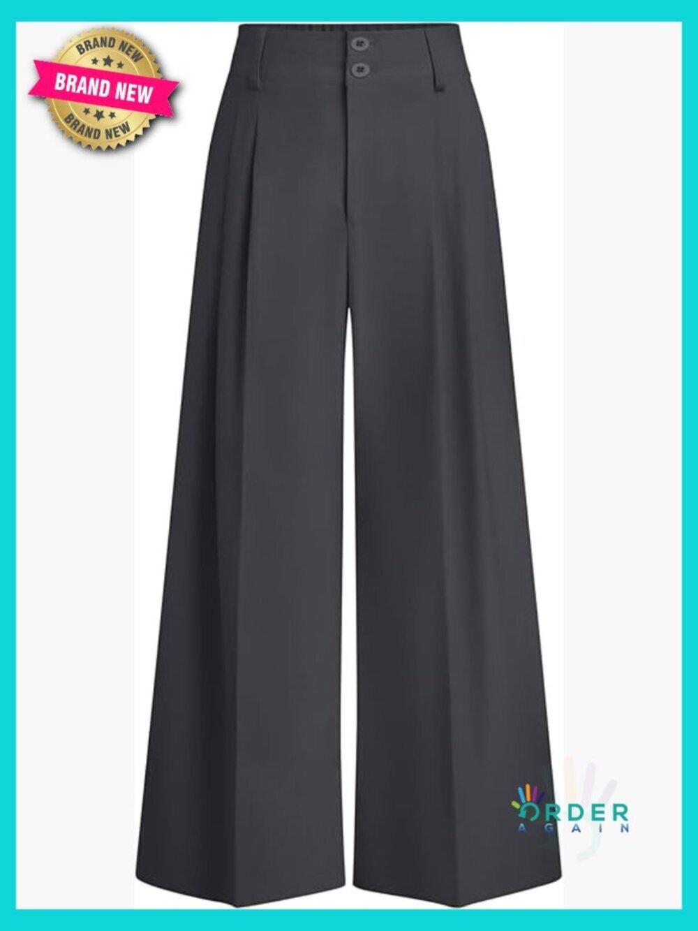 High Waist Pleated Wide Leg Palazzo Pants Work Business Casual Trousers - Picture 1 of 7